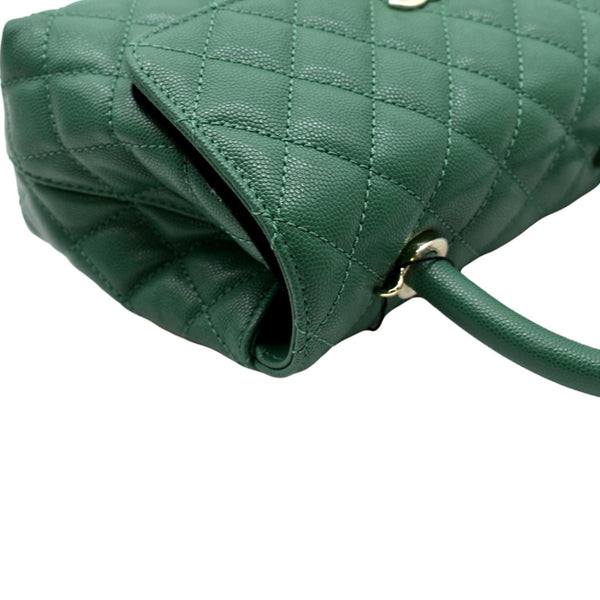 CHANEL Coco Mini Top Handle Caviar Leather Shoulder Bag Green