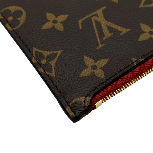 LOUIS VUITTON Neverfull Monogram Canvas Pochette Wristlet Pouch Cerise