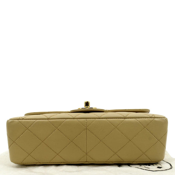 CHANEL Medium Quilted Lambskin Leather Flap Shoulder Bag Beige