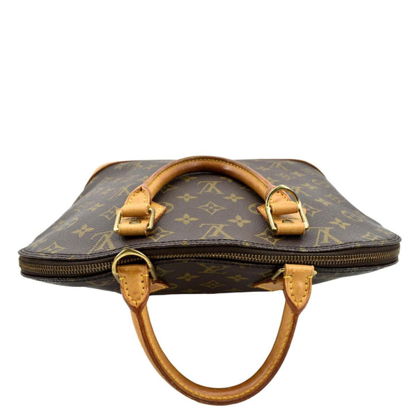 LOUIS VUITTON Alma Monogram Canvas Satchel Crossbody Bag Brown