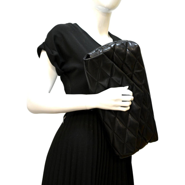 YVES SAINT LAURENT Sade Large Quilted Leather Clutch Bag Black