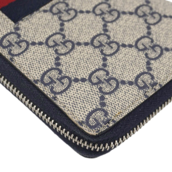 GUCCI GG Supreme Canvas Zip Around Wallet White 408831