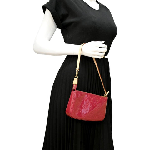 LOUIS VUITTON Pochette Accessoires Monogram Vernis Pouch Bag Red