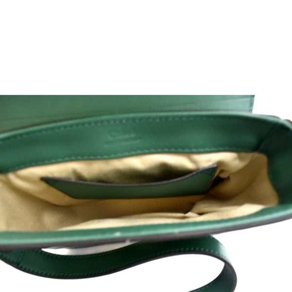 CHLOE Mini C Flap Double Carry Embossed Leather Crossbody Bag Green