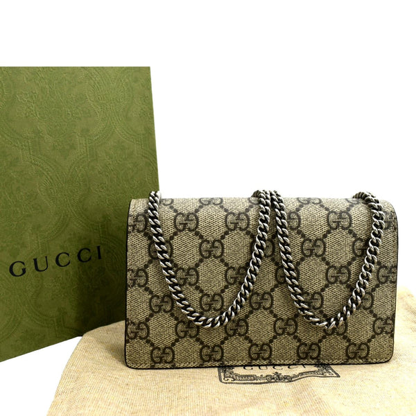 GUCCI Dionysus Super Mini GG Supreme Canvas Crossbody Bag Taupe 476432