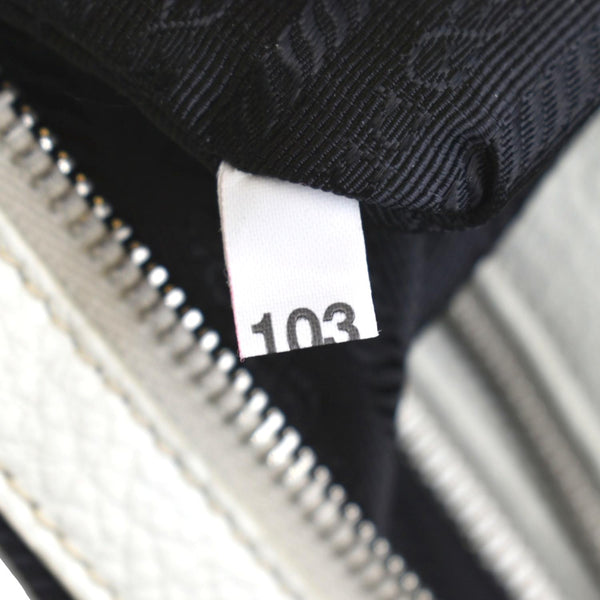 PRADA Front Pocket Leather Tote Shoulder Bag Ivory