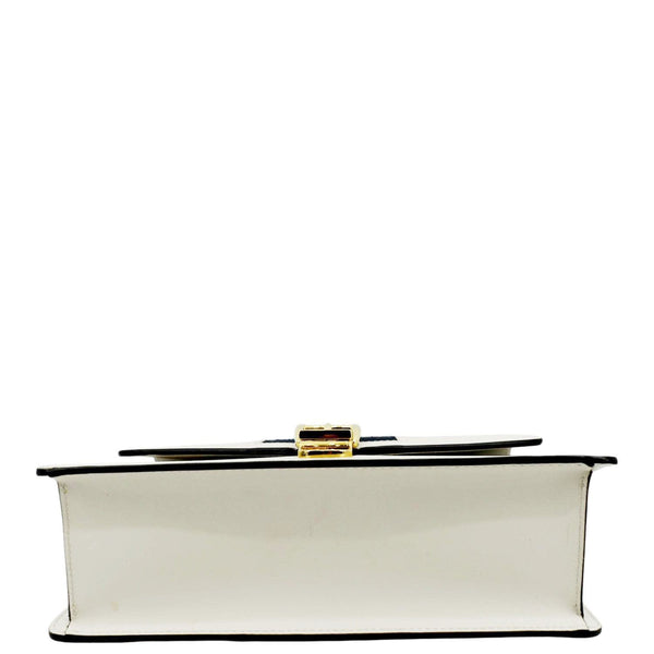 Gucci Sylvie Small Web Leather Shoulder Bag White 421882