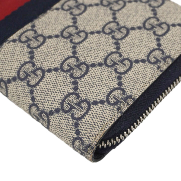 GUCCI GG Supreme Canvas Zip Around Wallet White 408831