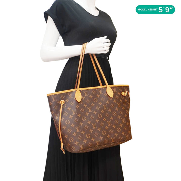 LOUIS VUITTON Neverfull MM Monogram Canvas Shoulder Bag Brown