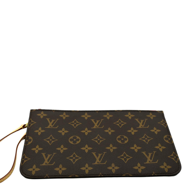 LOUIS VUITTON Neverfull Monogram Canvas Pochette Wristlet Pouch Cerise