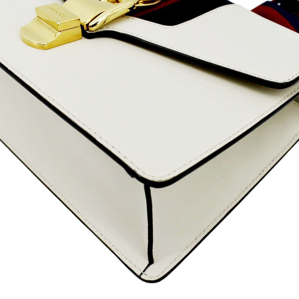 Gucci Sylvie Small Web Leather Shoulder Bag White 421882