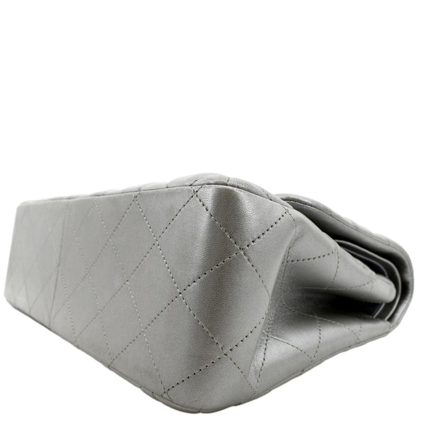 CHANEL Jumbo Flap Quilted Leather Shoulder Bag Metallic Silver