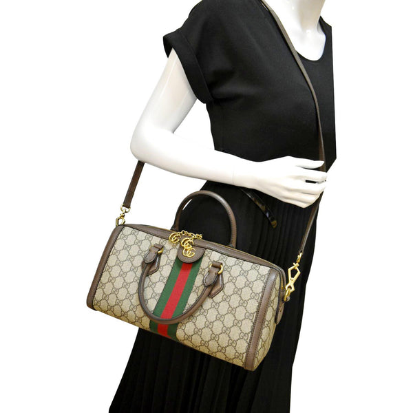 GUCCI Ophidia GG Canvas Medium Top Handle Shoulder Bag Beige 524532