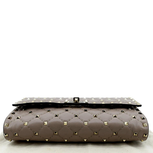 VALENTINO Rockstud Spike Quilted Leather Crossbody Chain Bag Poudre