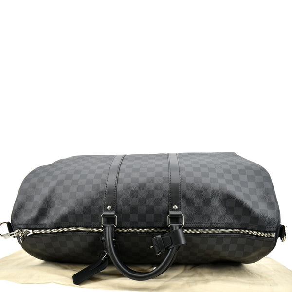 LOUIS VUITTON Keepall 55 Damier Graphite Bandouliere Travel Bag Black