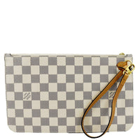 LOUIS VUITTON  Neverfull GM Damier Azur Pochette Wristlet Pouch White