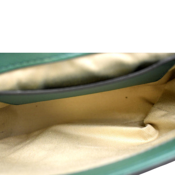 CHLOE Mini C Flap Double Carry Embossed Leather Crossbody Bag Green