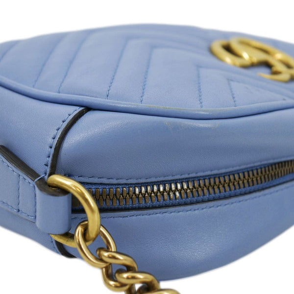 GUCCI GG Marmont Matelasse Leather Crossbody Bag Light Blue 447632