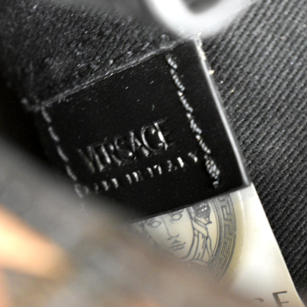 VERSACE La Greca Signature Mini Coated Canvas Bucket Shoulder Bag Black