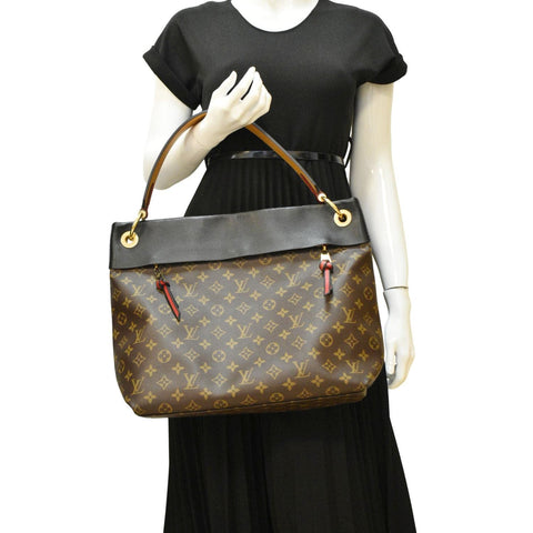 LOUIS VUITTON Tuileries Monogram Canvas Hobo Bag Brown