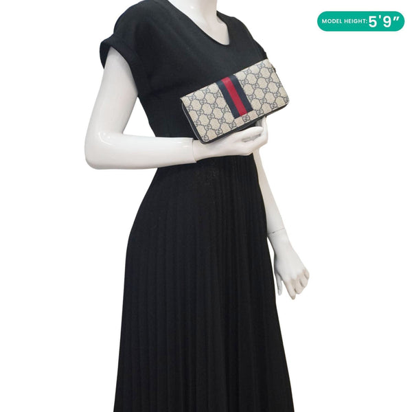 GUCCI GG Supreme Canvas Zip Around Wallet White 408831