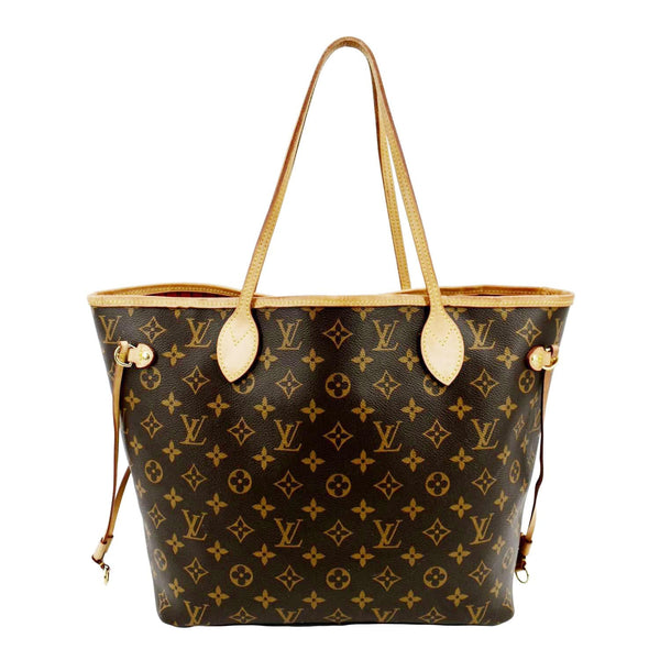 LOUIS VUITTON Neverfull MM Monogram Canvas Tote Bag Brown/Red