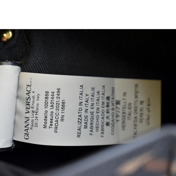 VERSACE La Greca Signature Mini Coated Canvas Bucket Shoulder Bag Black