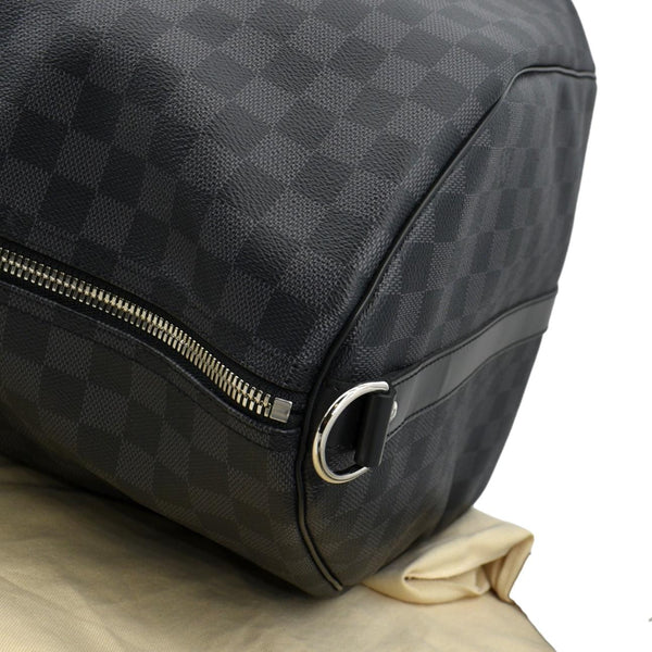LOUIS VUITTON Keepall 55 Damier Graphite Bandouliere Travel Bag Black