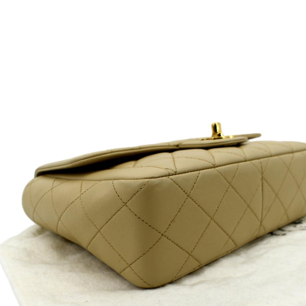CHANEL Medium Quilted Lambskin Leather Flap Shoulder Bag Beige