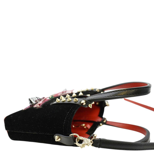 CHRISTIAN LOUBOUTIN Cabata Eyelet Velour Tote Bag Black