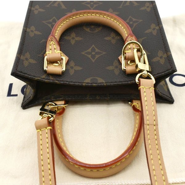 LOUIS VUITTON Petit Sac Plat Monogram Canvas Shoulder Bag Brown