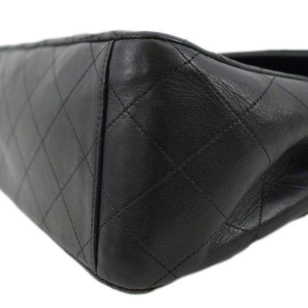 CHANEL Maxi Vintage Flap Quilted Leather Shoulder Bag Black