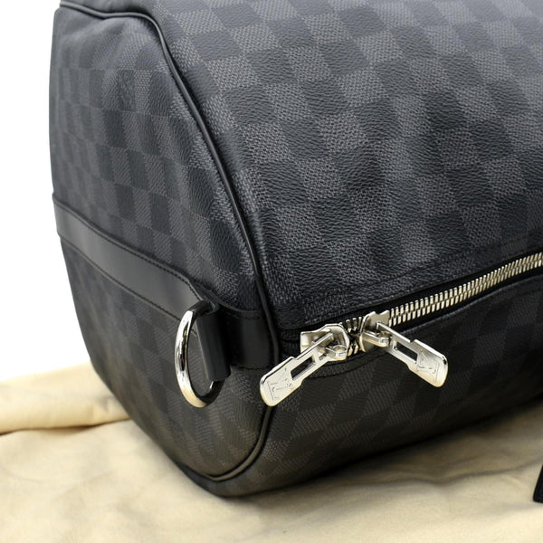 LOUIS VUITTON Keepall 55 Damier Graphite Bandouliere Travel Bag Black