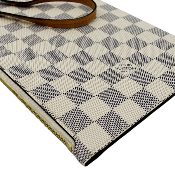LOUIS VUITTON Neverfull GM Damier Azur Pochette Wristlet Pouch White