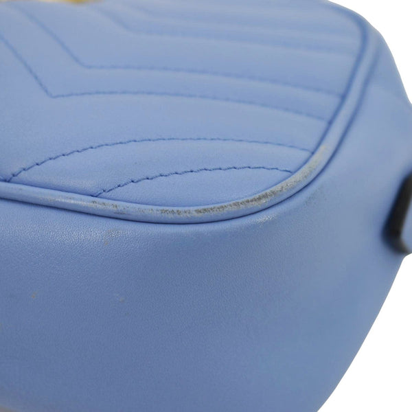 GUCCI GG Marmont Matelasse Leather Crossbody Bag Light Blue 447632