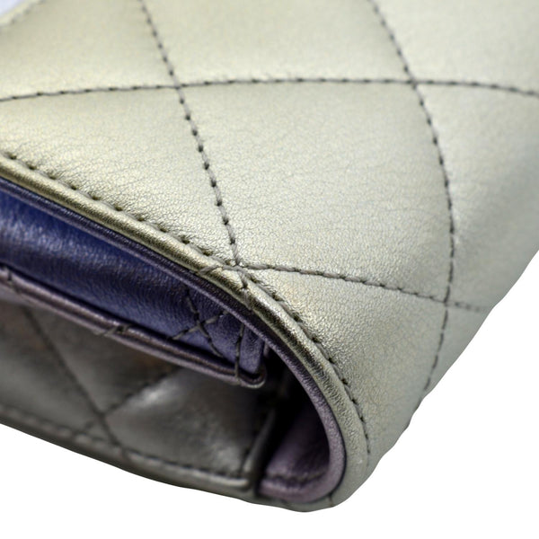 CHANEL Gradient Metallic Quilted Calfskin Leather Clutch Bag Silver