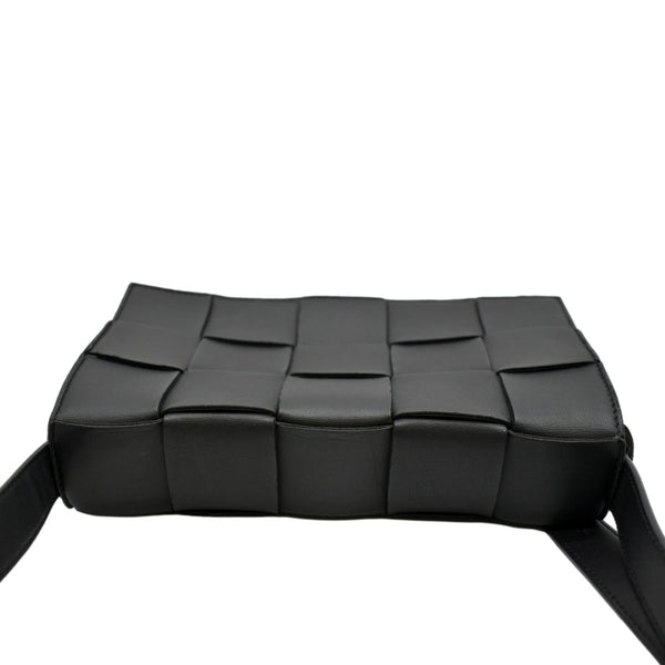 BOTTEGA VENETA Cassette Intreccio Leather Crossbody Bag Black