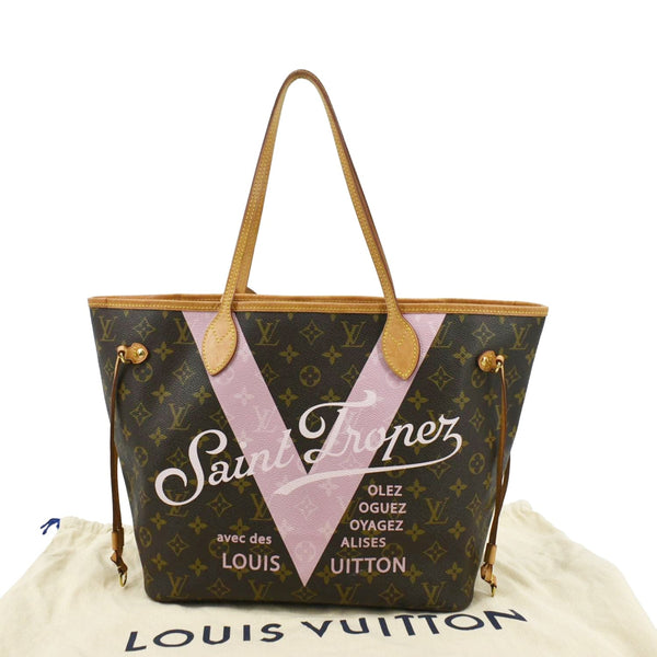 LOUIS VUITTON Neverfull Saint Tropez Monogram Canvas Tote Bag Rose Ballerine