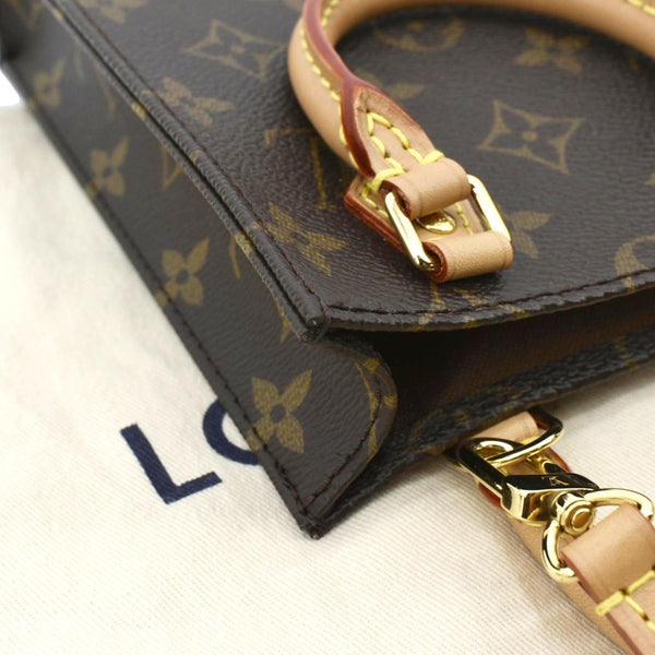 LOUIS VUITTON Petit Sac Plat Monogram Canvas Shoulder Bag Brown