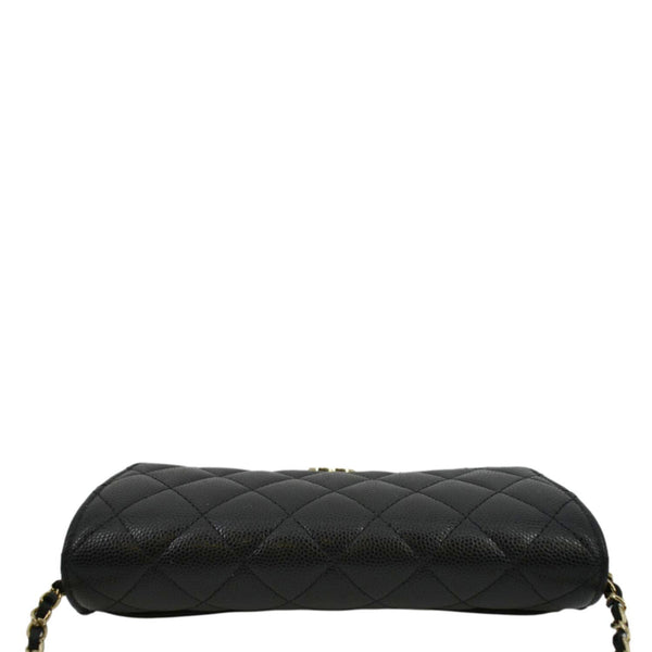 CHANEL Quilted Caviar Leather Chain Crossbody Glasses Case Bag Black