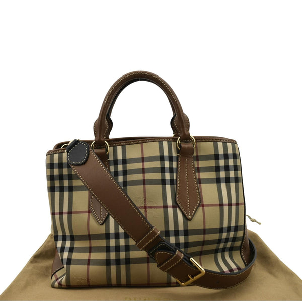 BURBERRY Medium Ballingdon House Check Canvas Crossbody Bag Beige