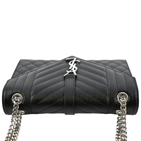 YVES SAINT LAURENT Medium Envelope Leather Chain Shoulder Bag Black