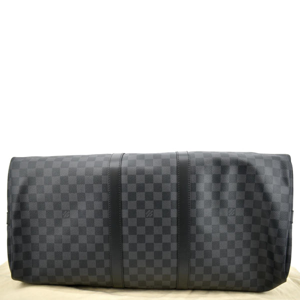 LOUIS VUITTON Keepall 55 Damier Graphite Bandouliere Travel Bag Black