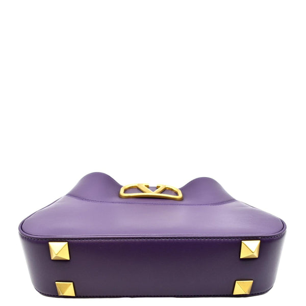 VALENTINO Stud Sign VLOGO Leather Shoulder Bag Wisteria