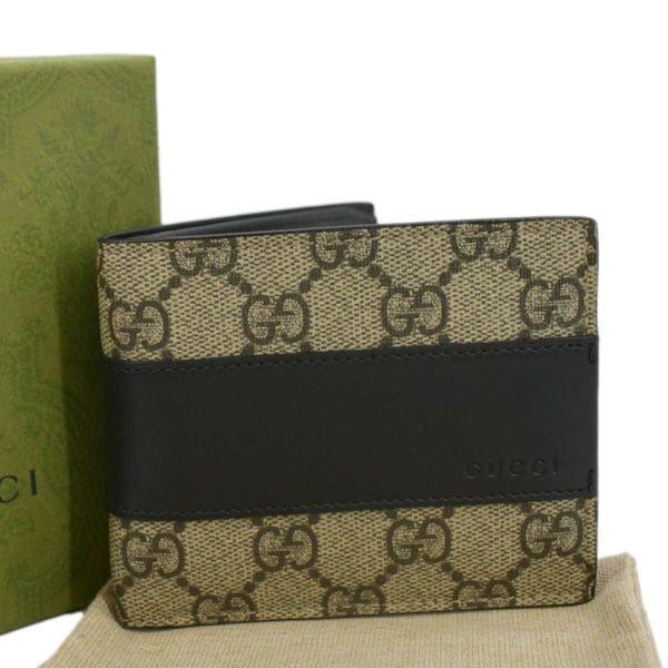 GUCCI GG Supreme Monogram Canvas Bifold Wallet Beige 451240