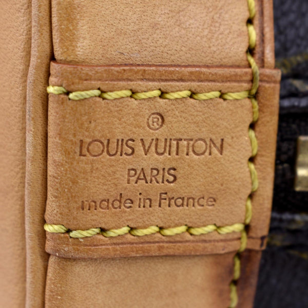 LOUIS VUITTON Alma Monogram Canvas Satchel Crossbody Bag Brown