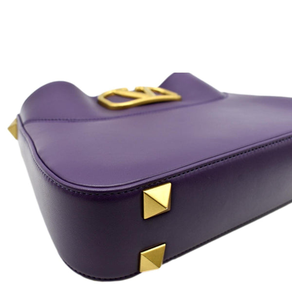 VALENTINO Stud Sign VLOGO Leather Shoulder Bag Wisteria