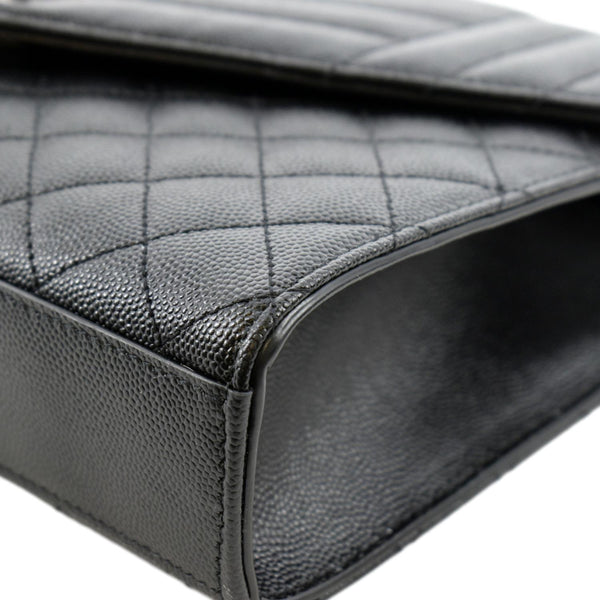 YVES SAINT LAURENT Medium Envelope Leather Chain Shoulder Bag Black