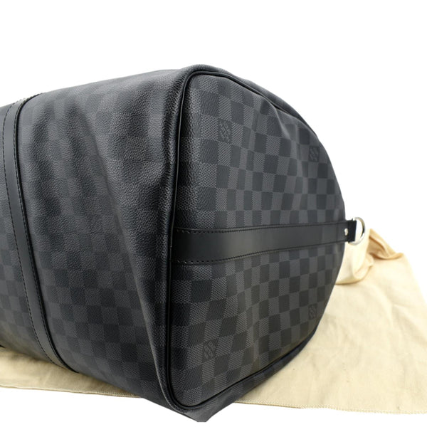 LOUIS VUITTON Keepall 55 Damier Graphite Bandouliere Travel Bag Black