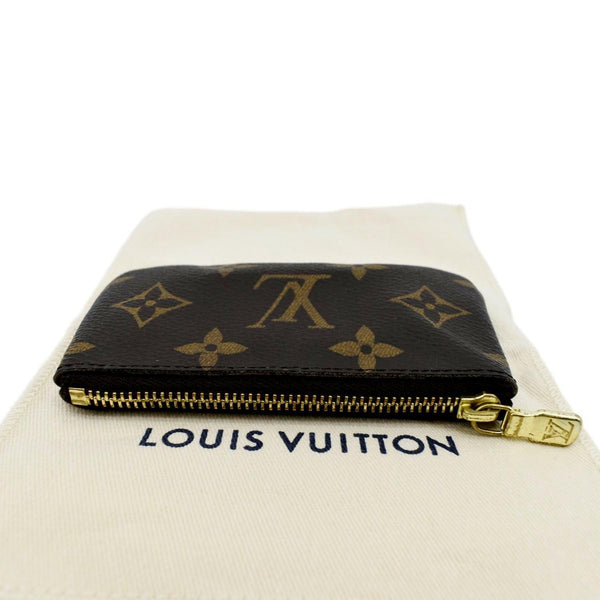 LOUIS VUITTON Pochette Key Cles Monogram Canvas Coin Case Brown
